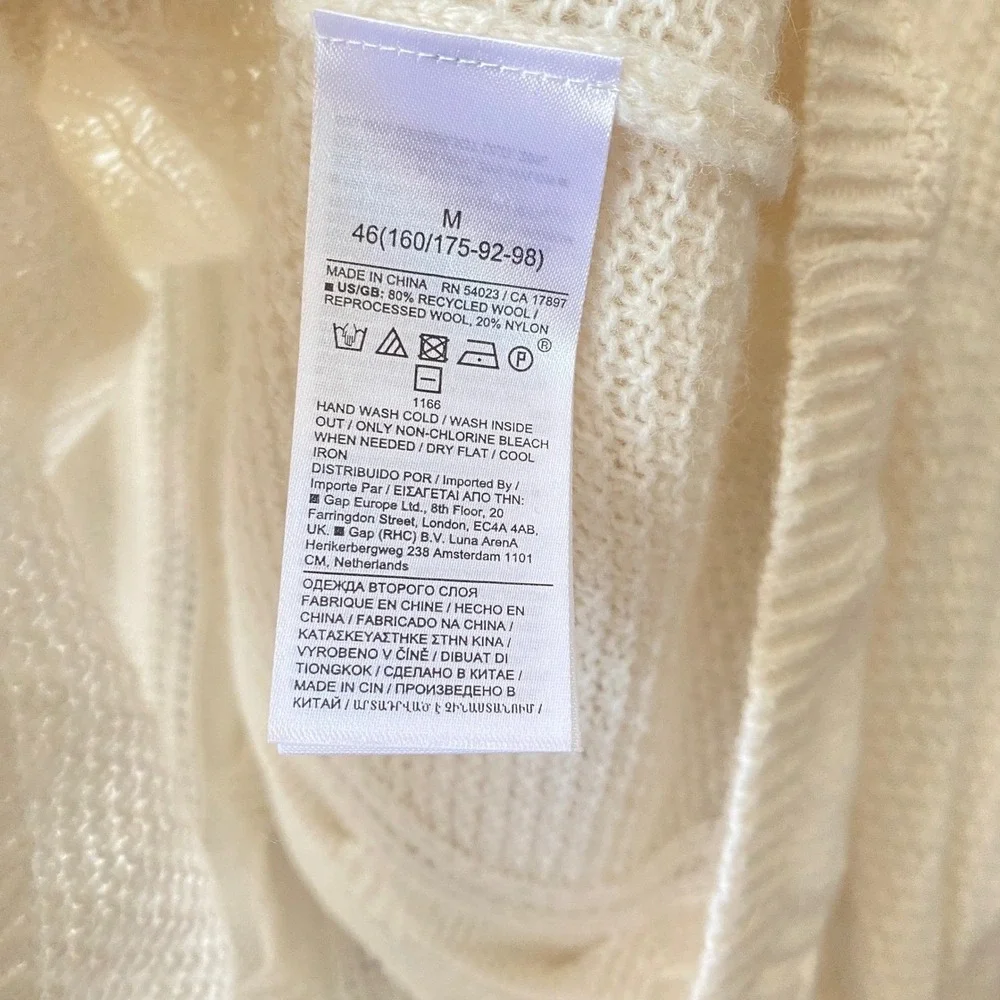 Banana Republic Recycled Wool Cable Knit Mock‎ Neck Sweater Cream Women's Medium